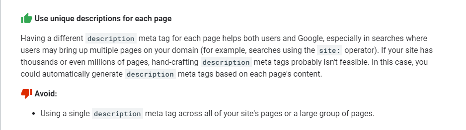 meta description SEO